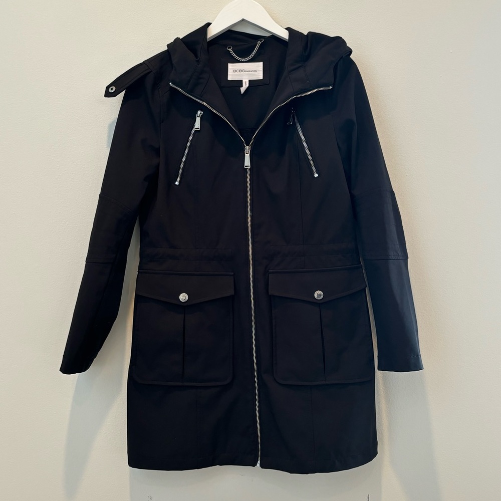 BCBGeneration Black Rain Jacket, size L